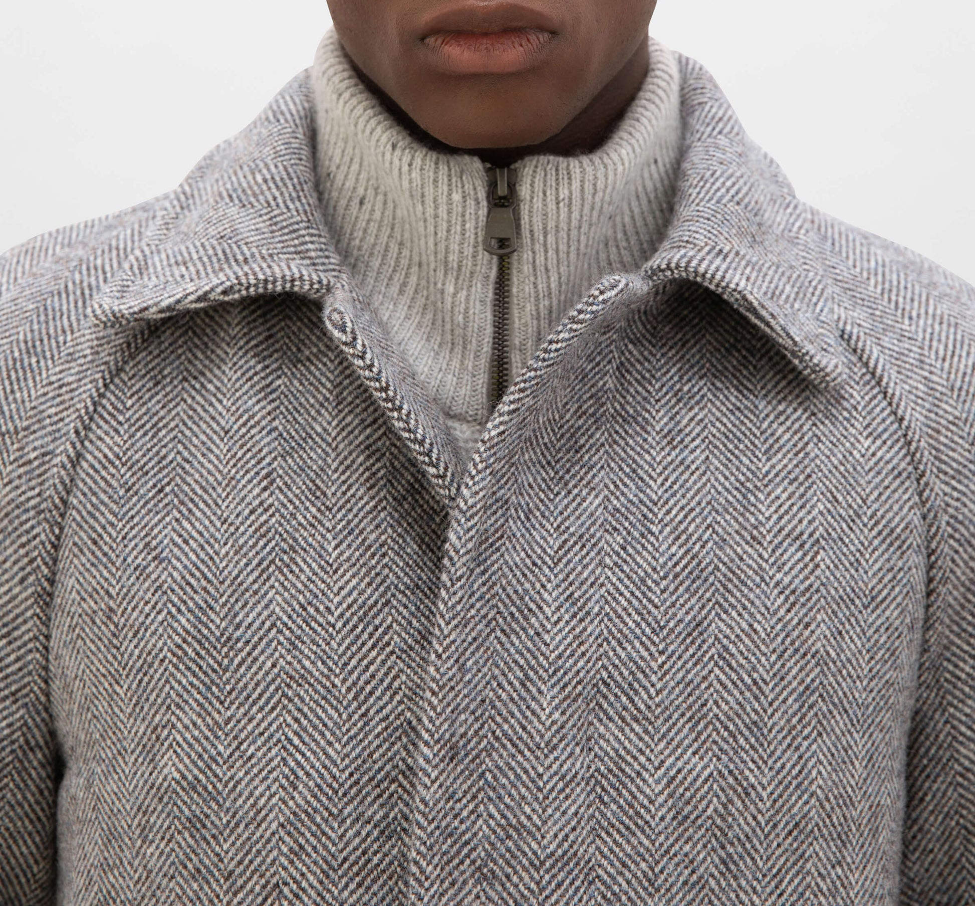 Men's Wool Blend Overcoat Classic Stand Lapel HarringboneTailored Blazer Coat Autumn Winter Windbreaker Custom Made Plus Size
