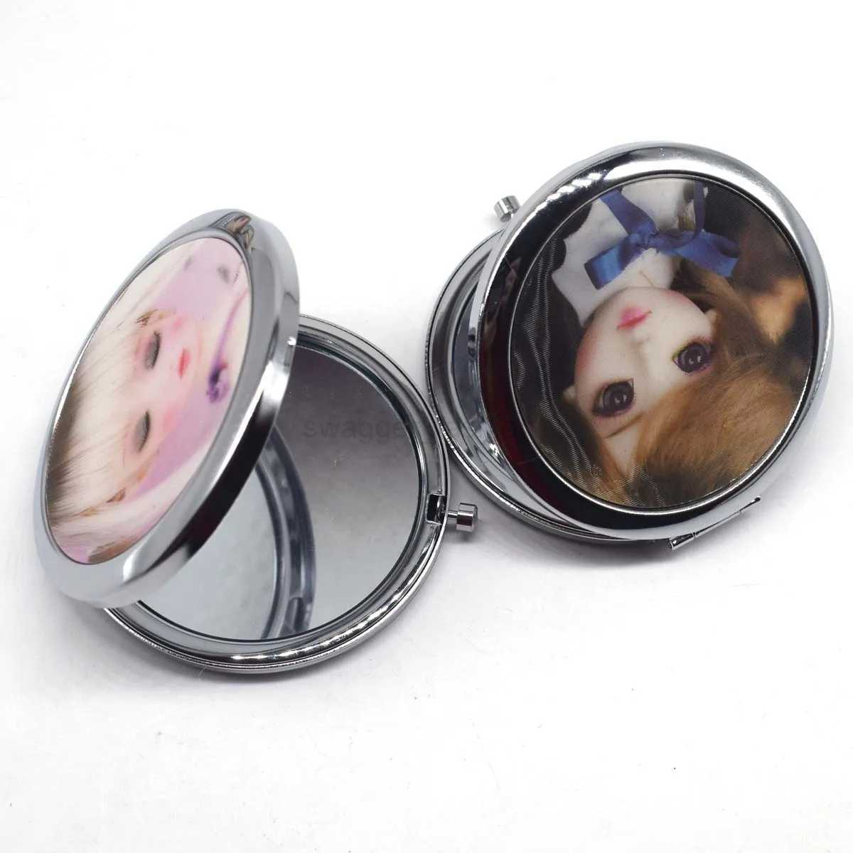 Cute Doll Mini Pocket Makeup Mirror Cosmetic Compact Portable Mirrors Dual Sides Stainless Steel Cosmetic Makeup MirrorsXJ240813