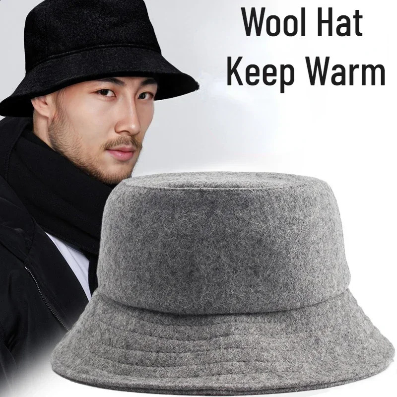 Mens Winter Fighting Hat Womens Neutral Fishermans Wool Keep Warm and Windproof Solid Color Big Brown Small Face ner 240812
