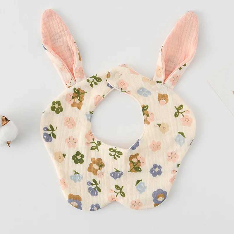 Bibs Burp Cloths Korean Style New Rabbit Bear Ears Cotton Gauze Baby Bibs Infant Bib Newborn Soft Burp Cloths for Boy Girl Feeding Saliva TowelL4812