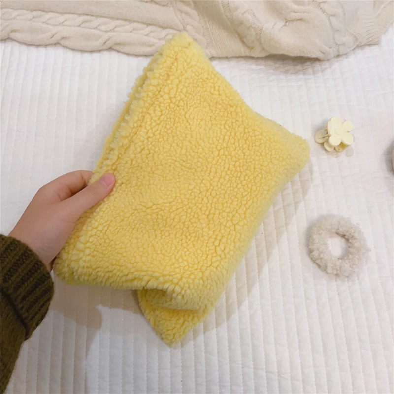 Pure Color Lambs Wool Plush Cosmetic Pencil Case Makeup Pouch Bag Soft Travel Toiletry Female Beauty Handbag Clutch 240812