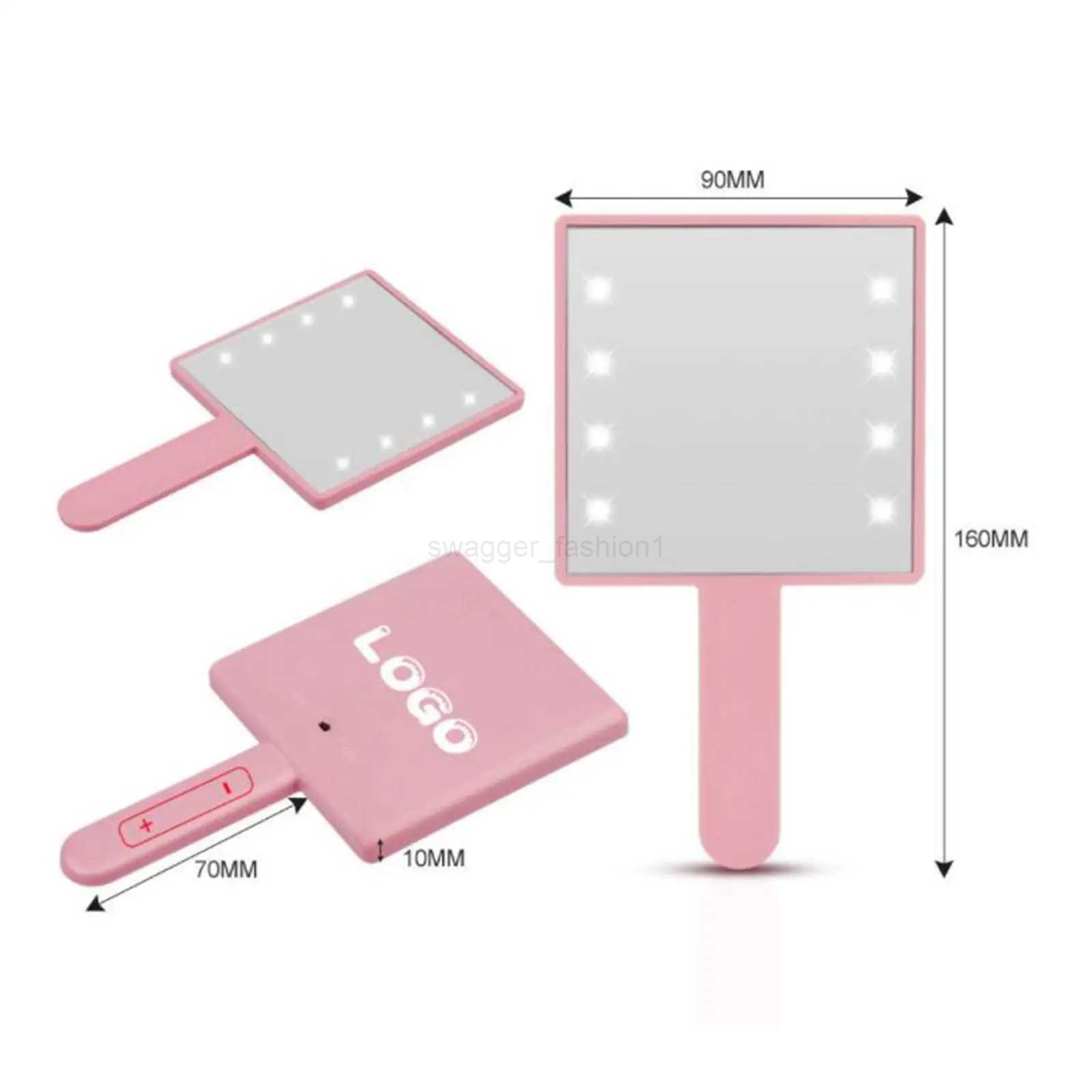 Makeup Mirror with LED Light with 8x LED Beads Handheld Small Square Cosmetic Mirror Gift for Woman Portable Compact for TravelXJ240813