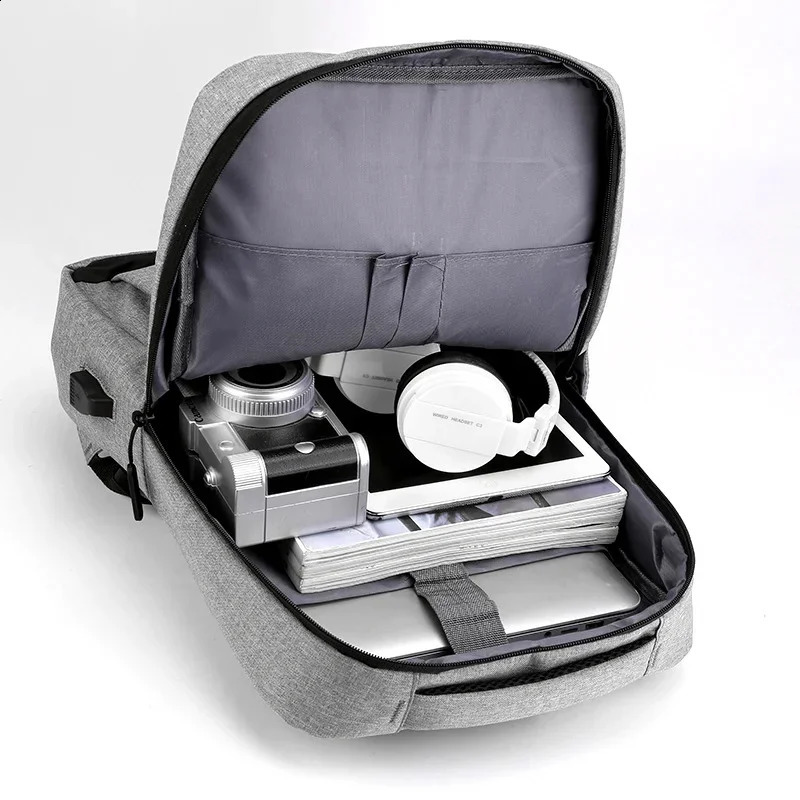 Business laptop backpack large capacity multifunctional USB charging waterproof film mens casual shoulder bag w240813