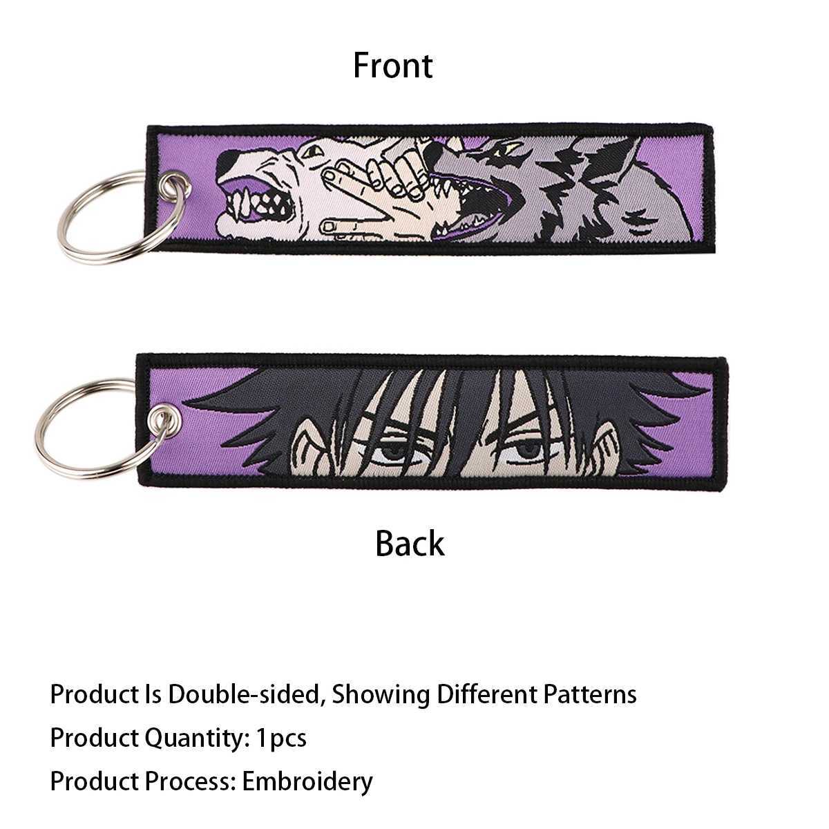 Japanese Anime Cool Embroidery Keychain Fobs Key Tags Motorcycle Car Backpack Chaveiro Keychain Friends Fashion Keyring Gifts W240808
