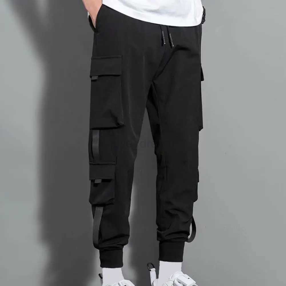 Streetwear Spring Casual Mens Pants Multi-pocket Cargo Pants Harajuku Slim Fit Elastic Waist Joggers For ManXJ240813