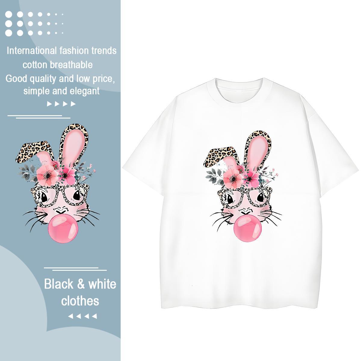 Unisex T-Shirts for Men rabbit Crew Neck Breathable Street wear Hip Hop Custom Cartoon 230g Cotton Tshirts Wholesale Polos