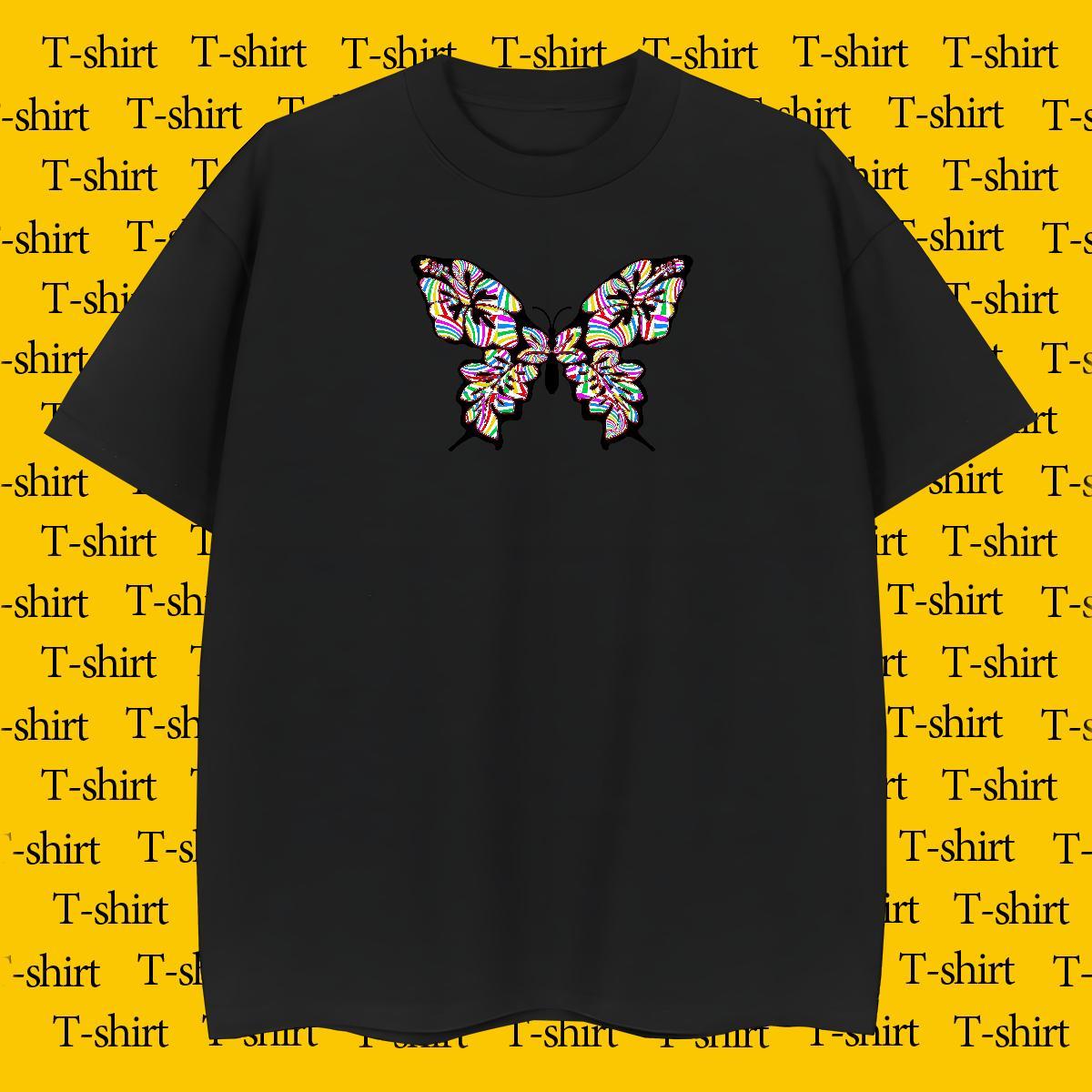 Classic T Shirts Men Butterfly Breathable Short Sleeve Casual Daily Wear DIY 100% Cotton 230g Men Tees 2024 Tees Shirts