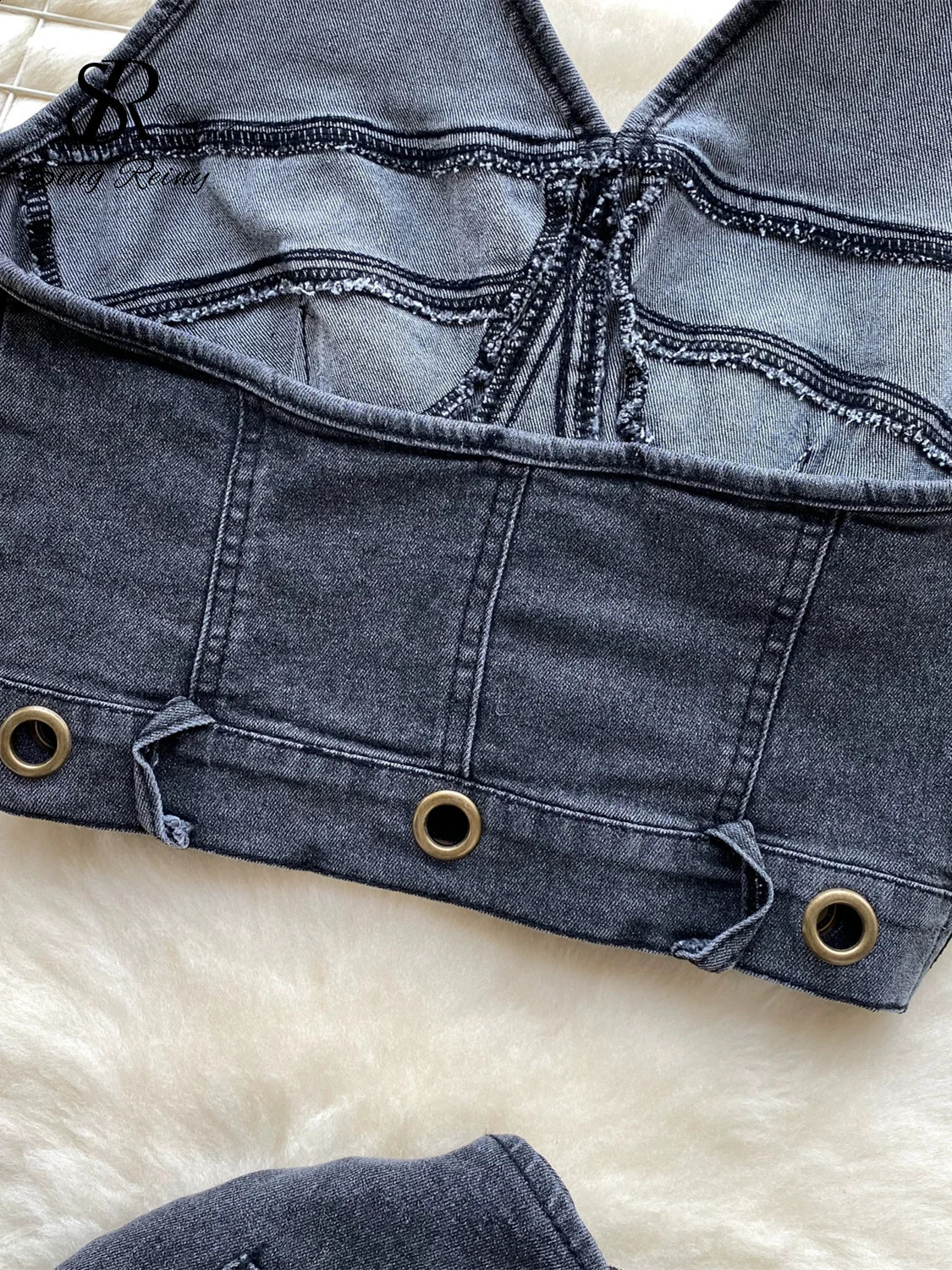 SINGREINY Trend High Street Denim Suits Backless Sleeveles Halter Y2K Top Zipper Pleated Mini Skirt Hollow Out Two Pieces Sets 240812
