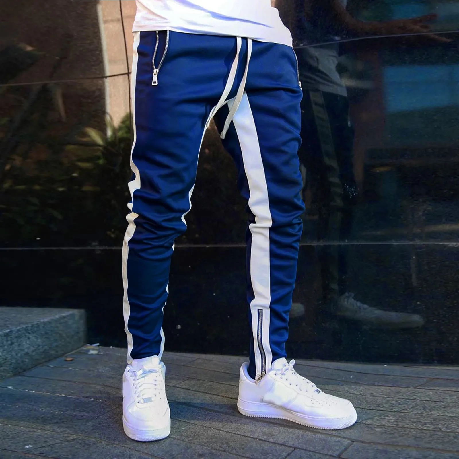 mens casual fashion pants street sportswear tight fitting mens Trousers gym tracksuits bottom hip-hop jogging pants240812 - view 3