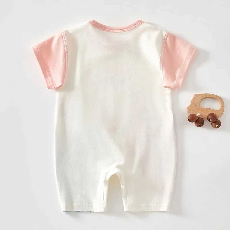 New summer jumpsuit cotton short sleeved thin newborn cute baby jumpsuit soft and breathable crawling clothing for boys and girls W240812