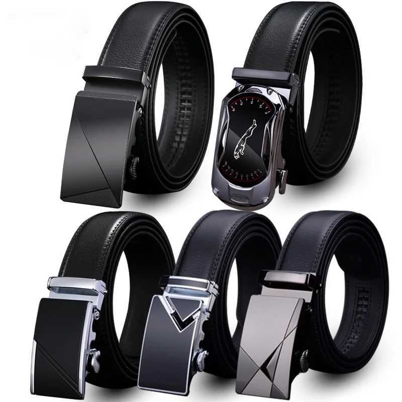 New mens leather belt with automatic buckle denim luxury belt for business and leisure high-quality designer mens waist belt 3.5cm W240807