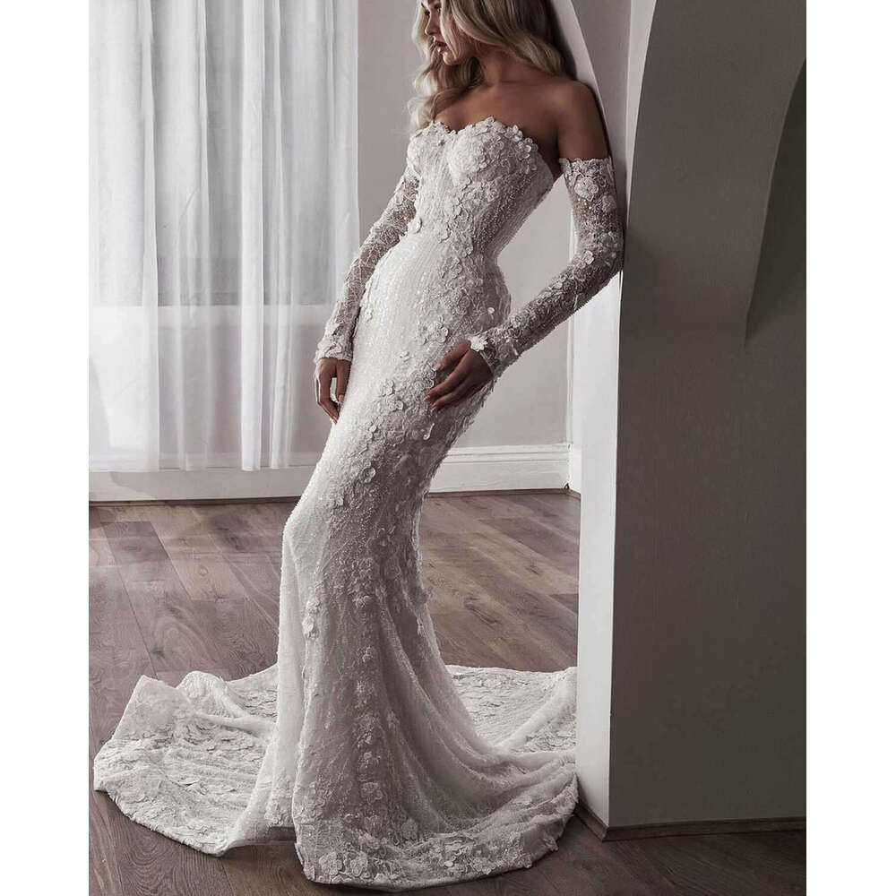 2024 New Mermaid Gown Wedding Dresses Wer Appliques Strapless Lace Bridal Gowns Big Vestidos De Novia Custom Size Colour 6660306