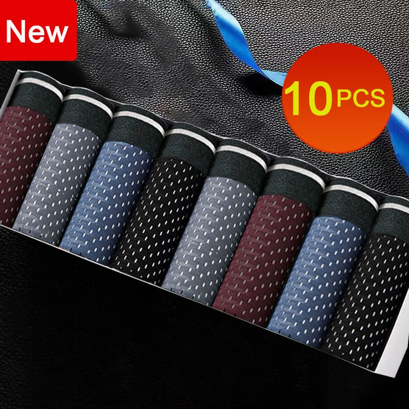 10PcsSet Mens Underwear Ice Silk Men Boxer Shorts Breathable Mesh Boxershorts Seamless Male Underpants Plus Size 4XL 5XL 240812