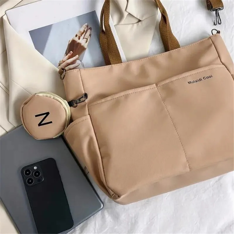Womens handbag simple large capacity canvas bag lightweight shoulder with mini zipper wallet for travel 240813