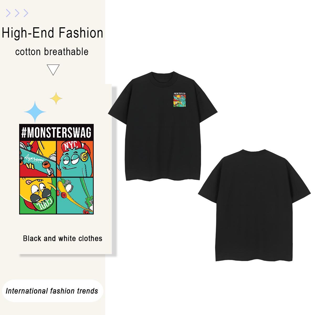 T Shirt For Man 230g Cotton USA Hip Hop Street Breathable Anime Tshirt for Man Woman 2024 Soft Polos