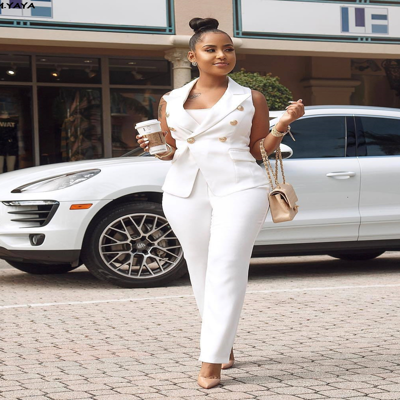 Womens Summer Sleeveless Collar Pioneer Pants Set Two Piece Retro Office Track and Field Suit 240812