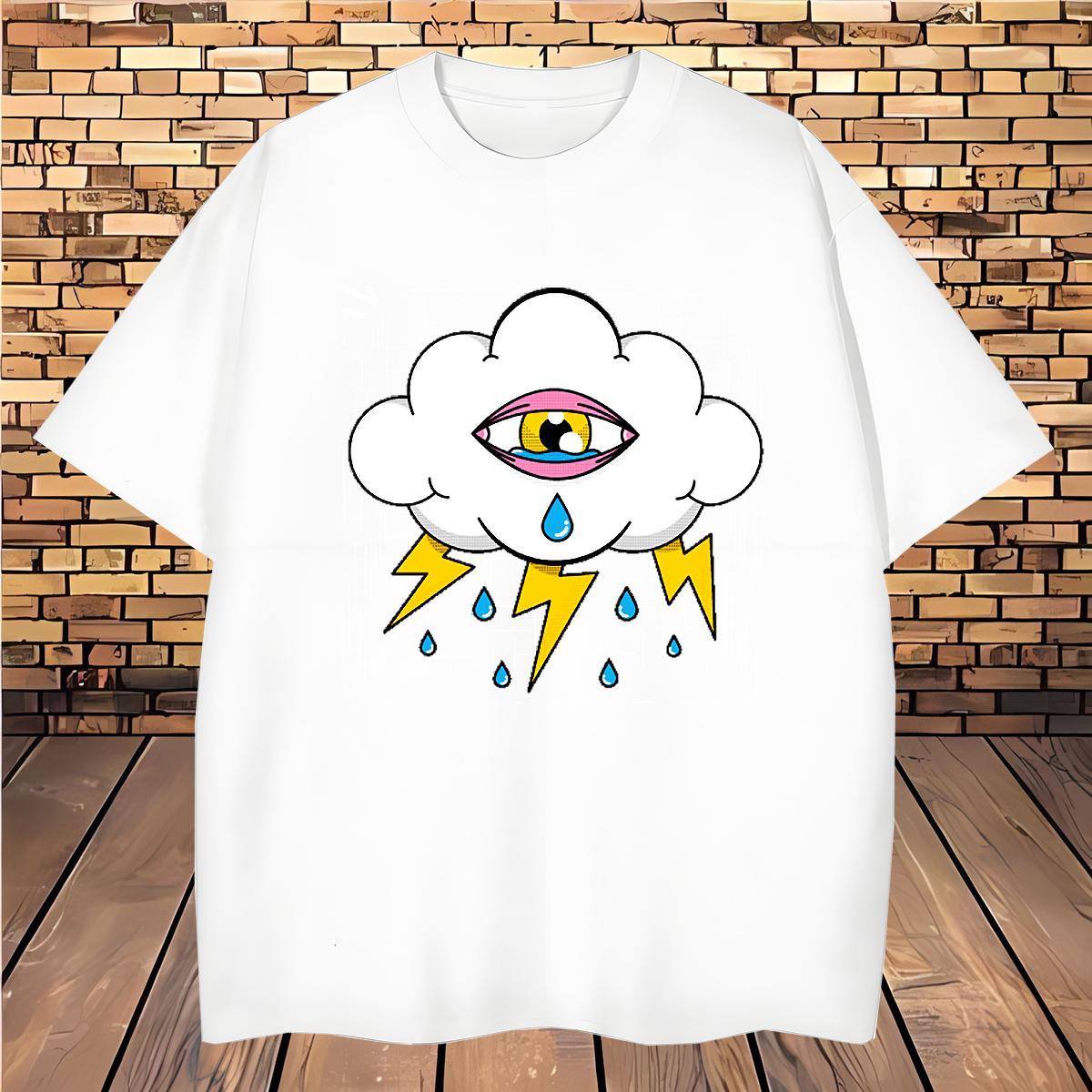 Mens T Shirts 230g Pure Cotton eyes High Street Hip Hop Round Neck Short Sleeve Graphic Mens Tshirts 2024 Loose Tees Shirts