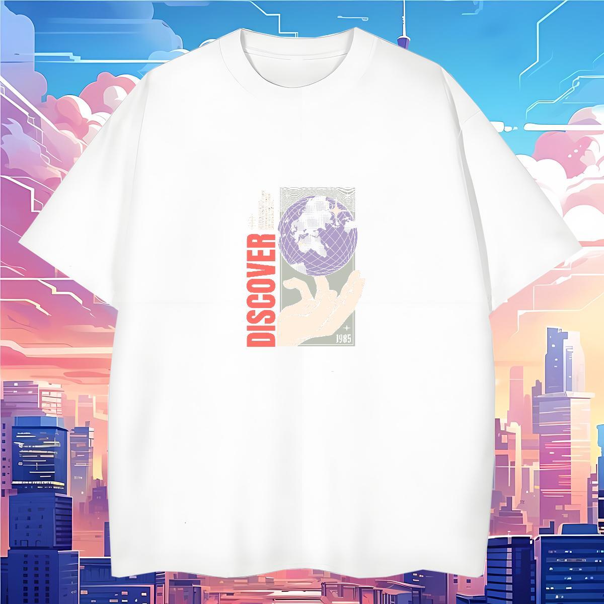 T-Shirts 230g Cotton hands Hip Hop Street Short Sleeve O-Neck Anime Print Men Tees 2024 DIY Designer Tops