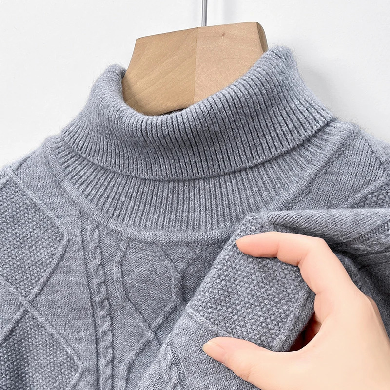 Mens turtle neck thick warm classic retro bottom pull flower knitted sweater mens skydiving Christmas 240812