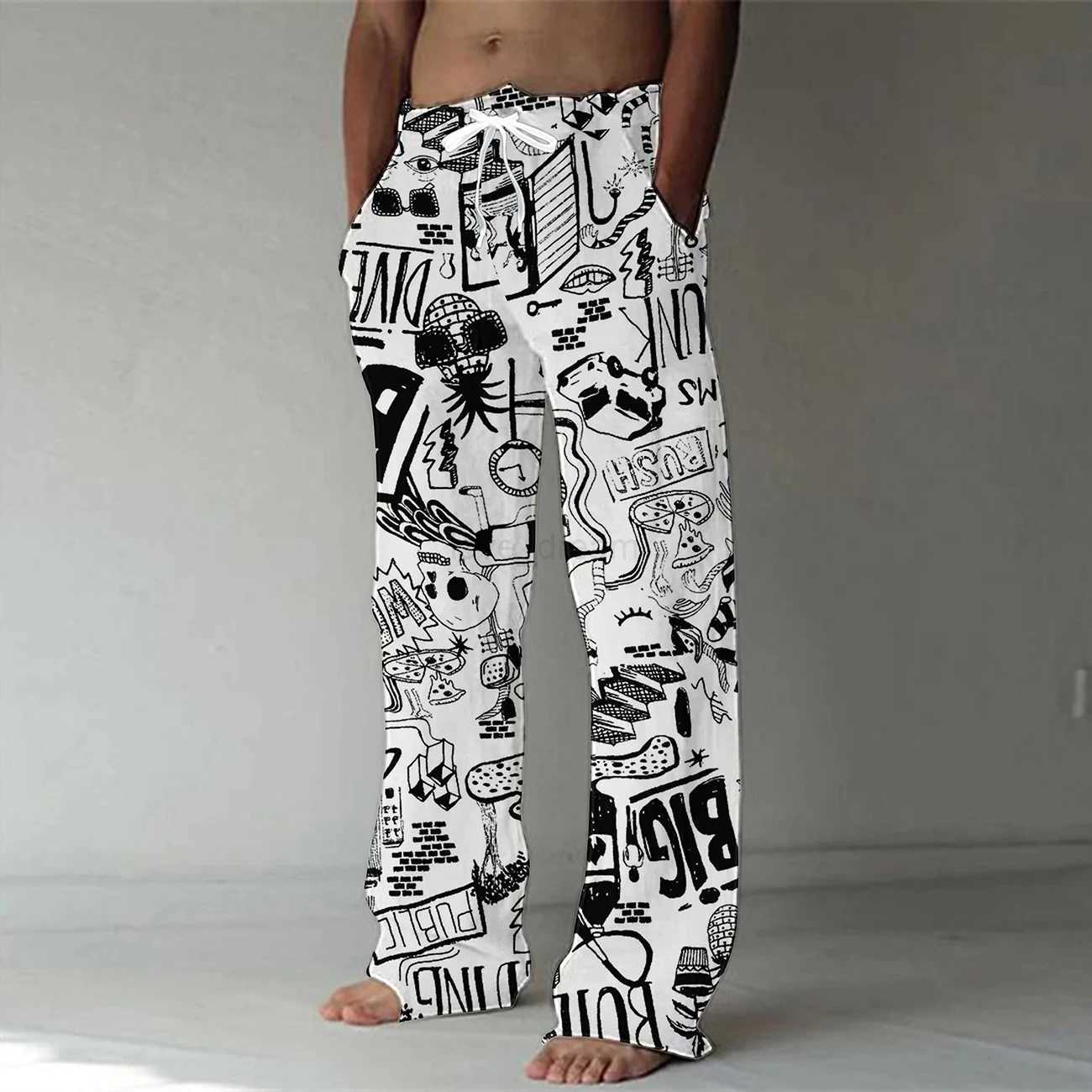 Spring/Summer 2023 Fashion 3D Digital Printing Mens Bamboo Cotton Pants Street Hip Hop Beach Leisure Quick Dry Dance Yoga PantsXJ240813