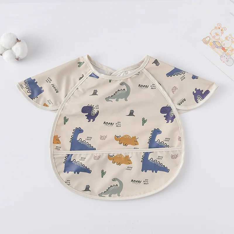 Bibs Burp Cloths New Short Sleeve Washcloth Baby Bibs Cute Waterproof Feeding Apron Bib Soft Burp Cloth For Toddler Boy Girl Bandana BibsL4812