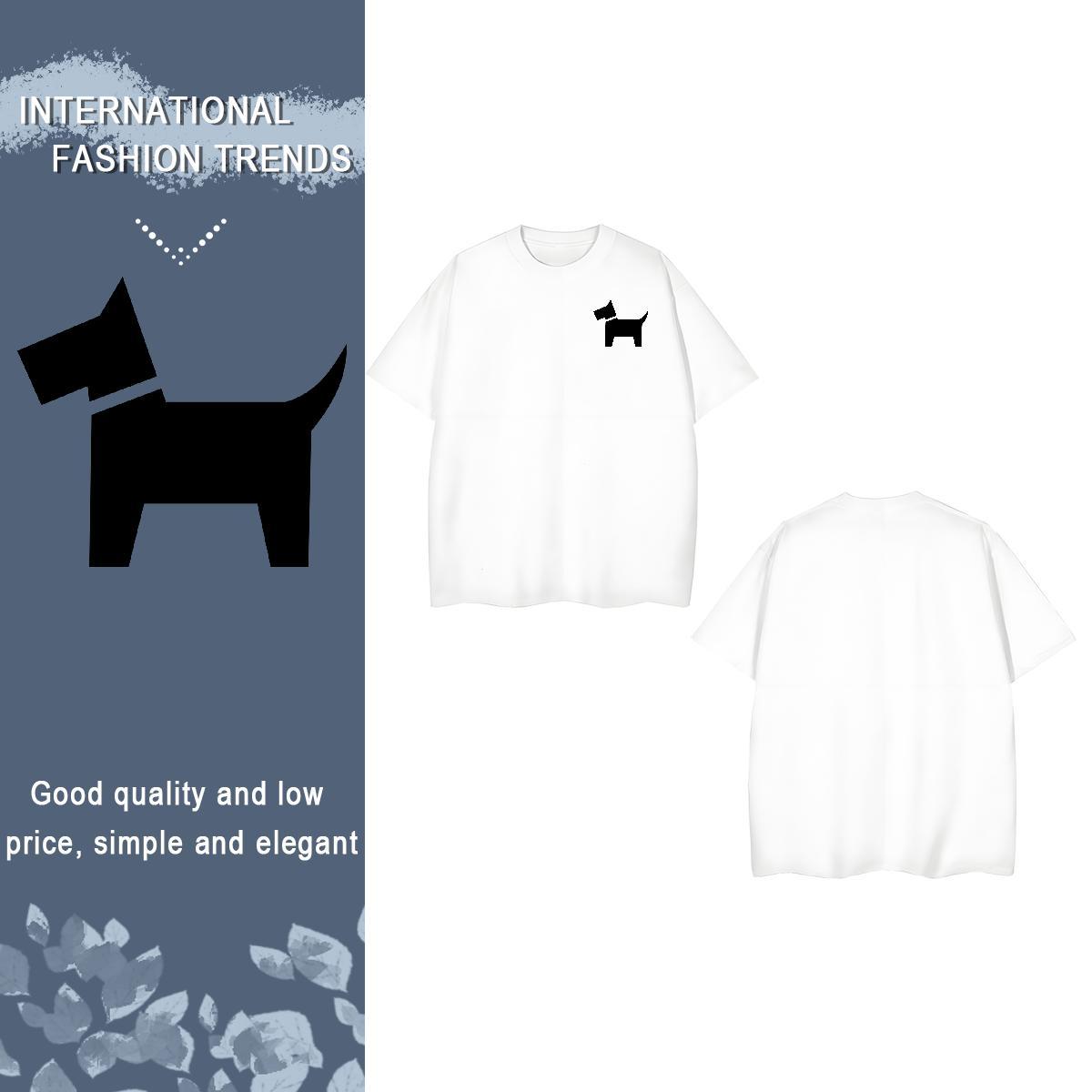 Man T Shirts 230g Pure Cotton Dog Casual O Neck Short Sleeves White Plus Size Mens Tshirts 2024 New Unisex Tee Shirt