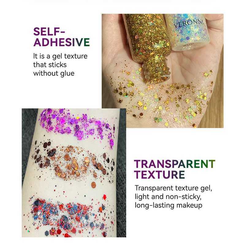 Shiny face eye lotion sequin gel stage party shimmer gel color makeup body lips hair nail cosmetics festival eye shadow W240812