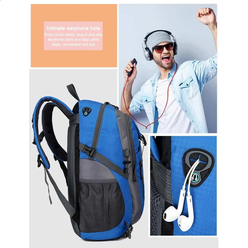 40L Nylon Waterproof Travel Backpack Camping Hiking Outdoor Sports School 240813