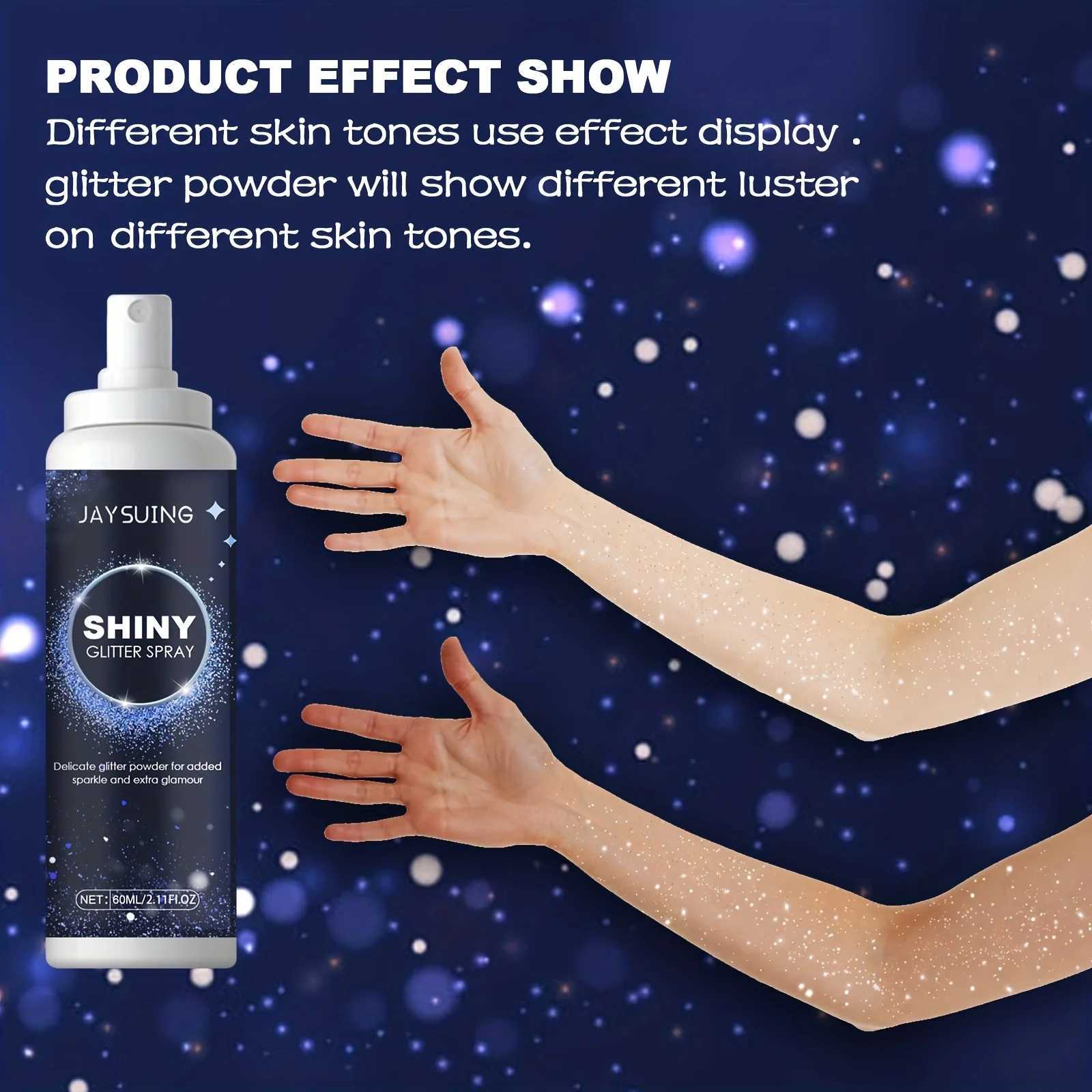 1 radiant silver glitter spray - instant holographic highlight for hair and body - party glitter shimmer makeup W240812