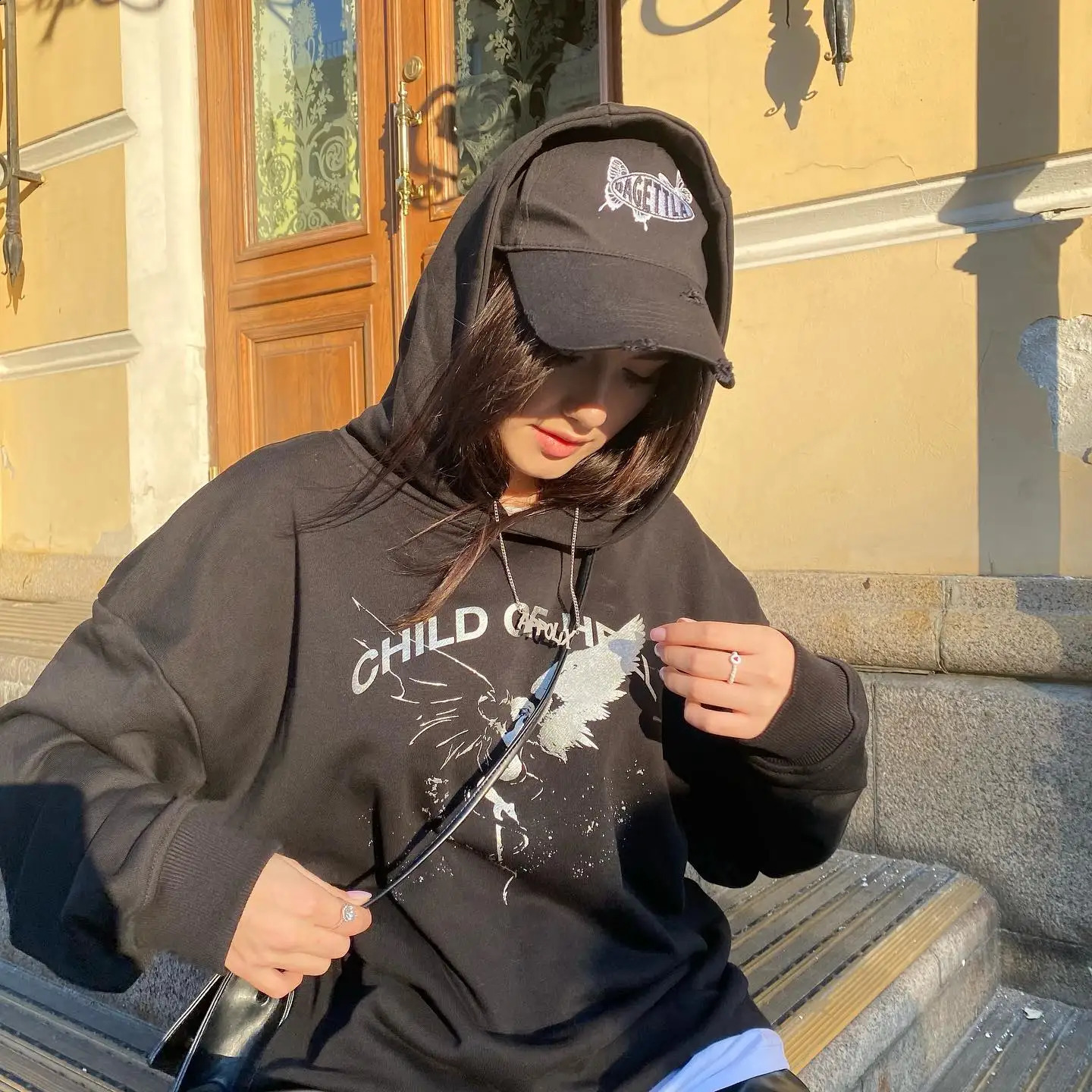 Classic Vintage Womens Printed Pattern Loose Pullovers Casual Streetwear Fashion Oversized Gothic Hoodies Harajuku Hoodies 240812