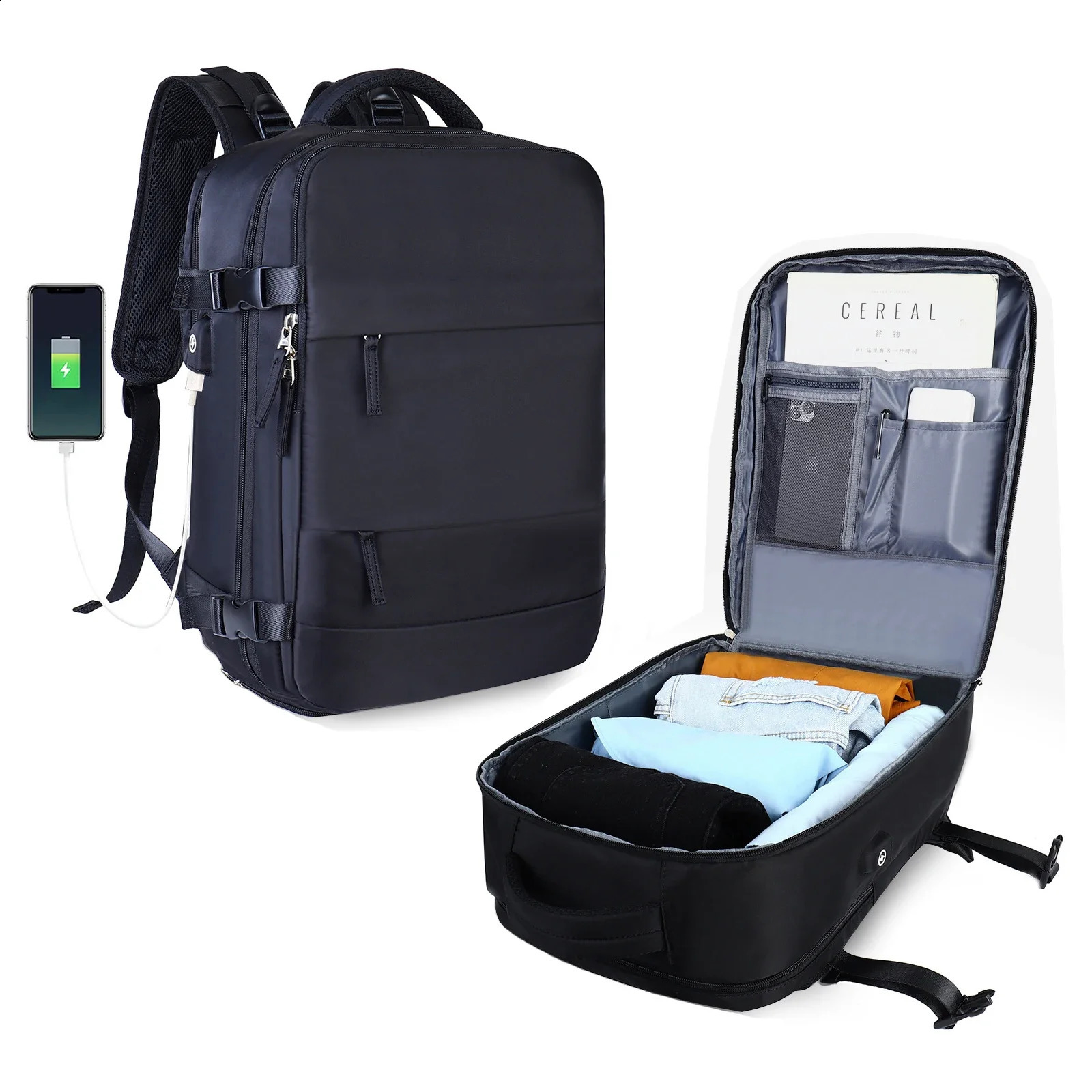 Travel backpack womens large capacity multifunctional luggage lightweight waterproof laptop bag with shoe pocket 240813