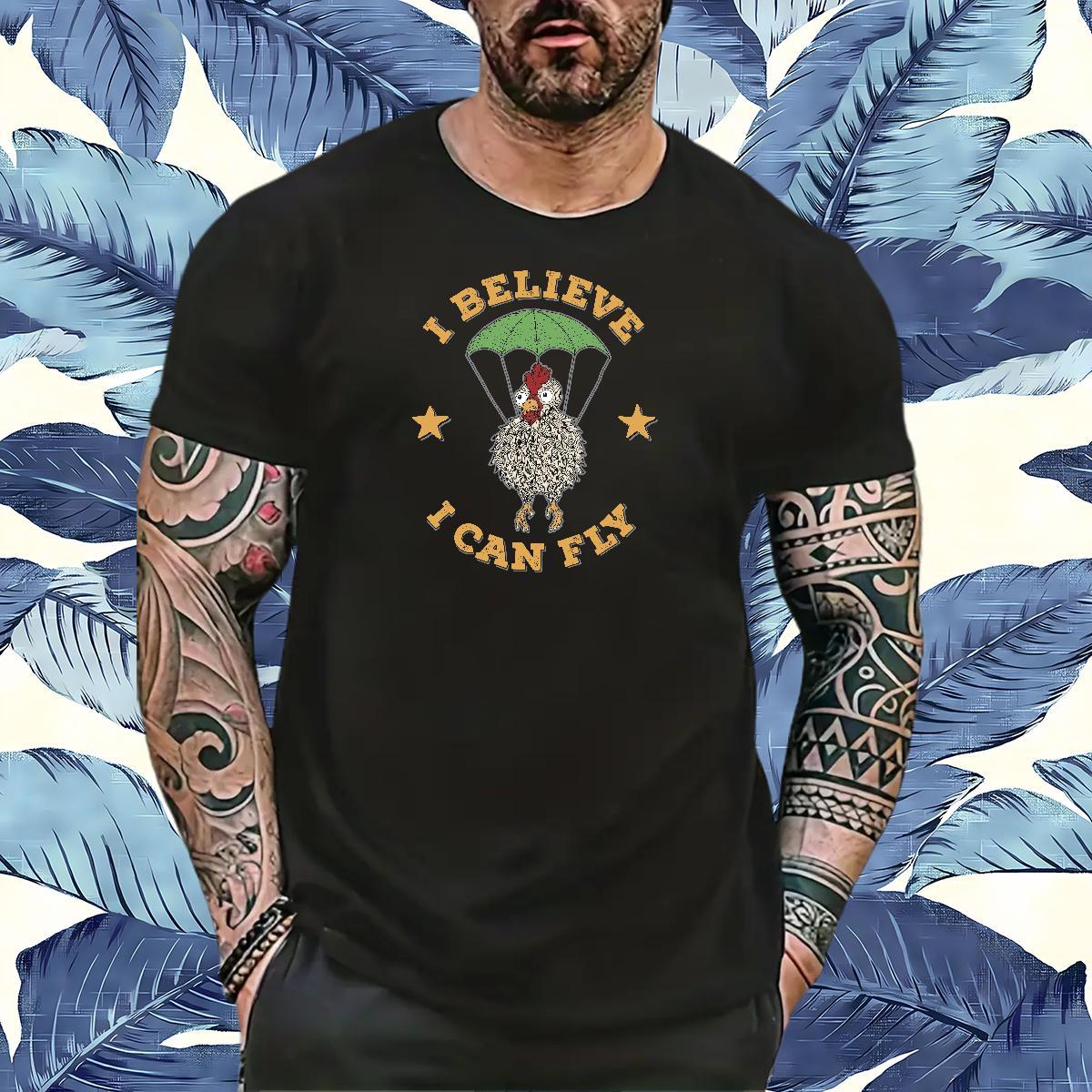 Soft T-Shirts for Men chicken Breathable Short Sleeve Beach Custom Print Plus Size 100% Cotton 230g Tshirts Factory Direct Tops