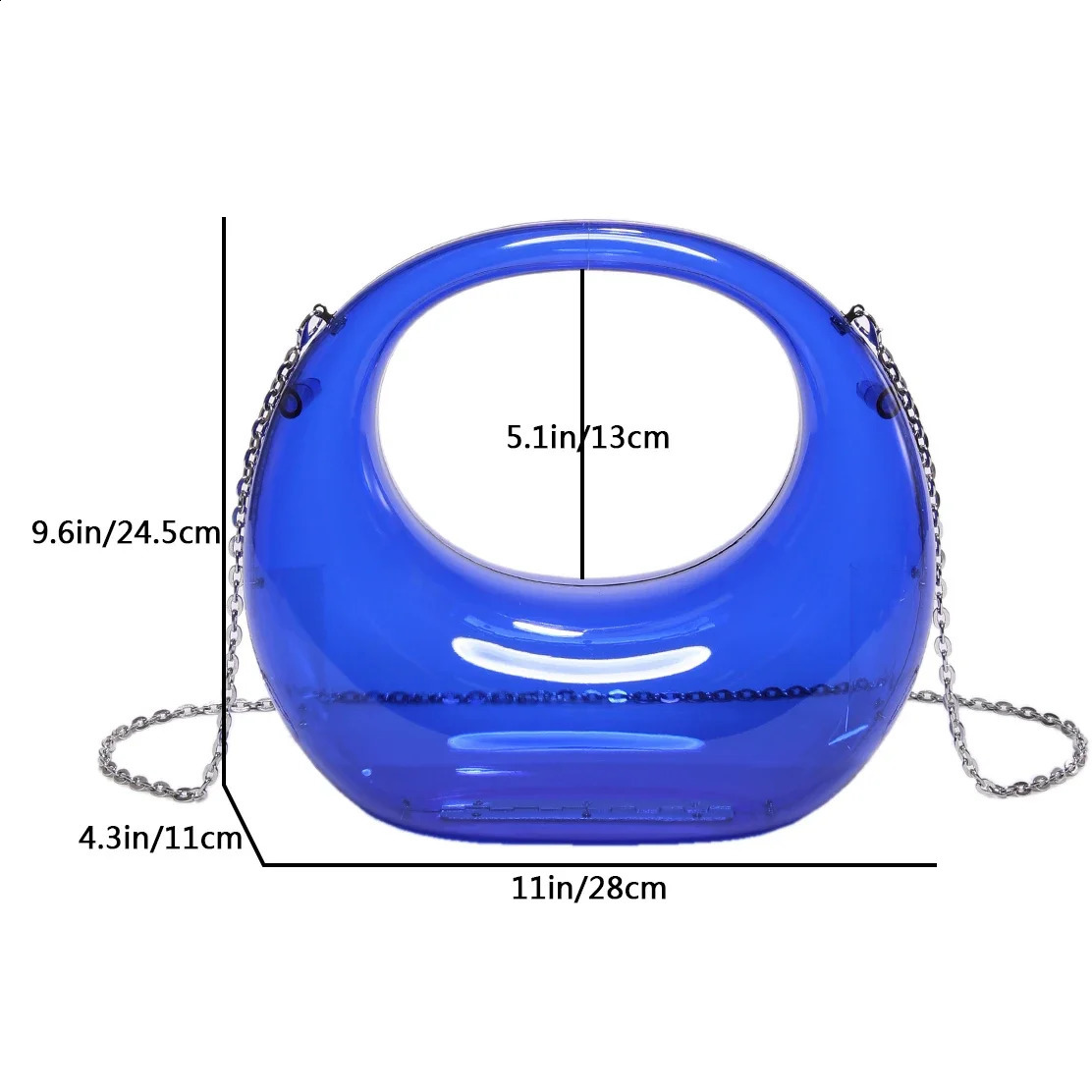 6 Color Jelly Bag For Women Fashion Round Handbag High Quality Acrylic Transparent Crossbody Female Clear Clutch Purse 240812