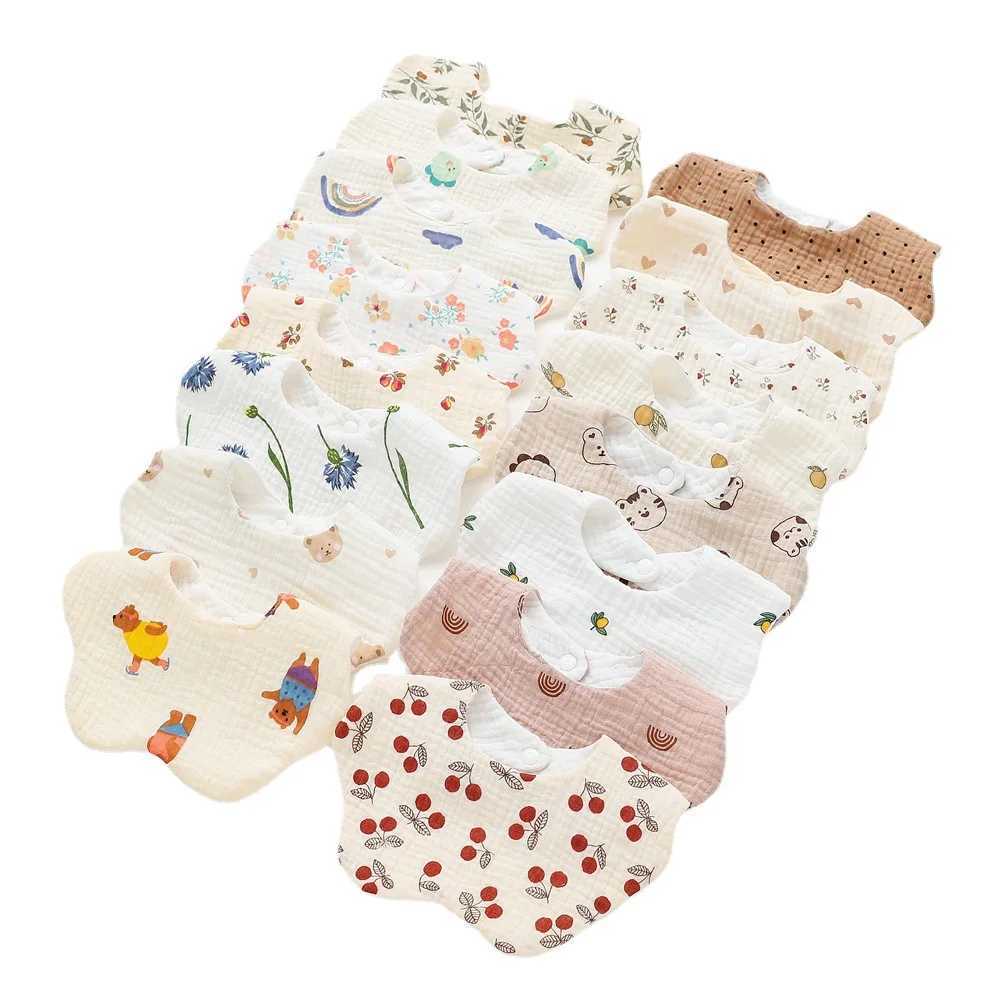 Bibs Burp Cloths Cotton Gauze Print Baby Bibs New Wave Absorbent Saliva Towel Newborn Burp Cloths Bandana Scarf for Boys Girls Feeding Drool BibL4812