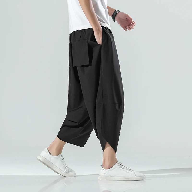 Vintage Harem Joggers Men Calf-Length Pants Streetwear 2024 Solid Color Casual Summer Pants Male Harajuku Fashion TrousersXJ240813