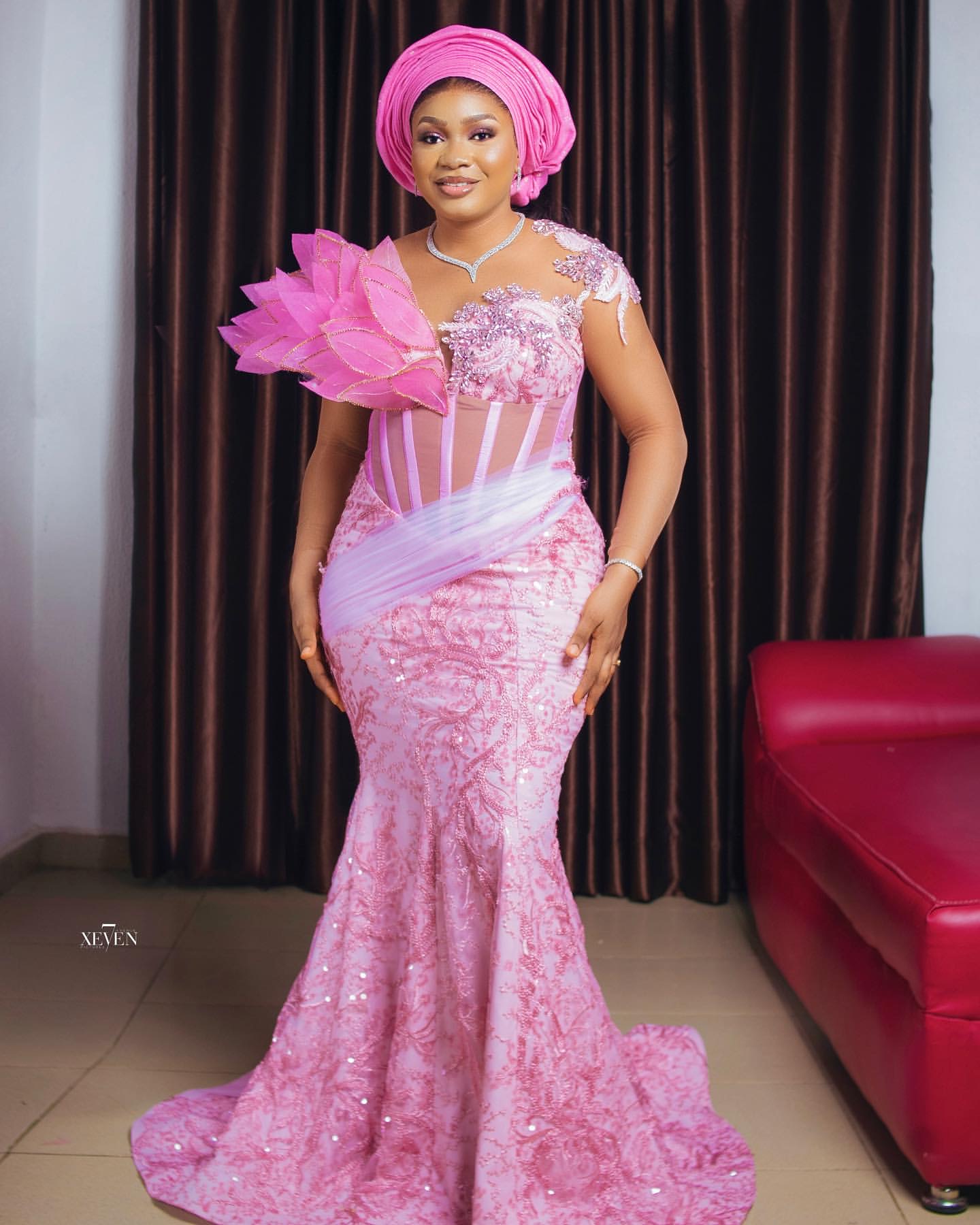 2024 Plus Size Pink Mermaid Prom Dresses For Special Occasion Florals Beaded Lacefull Evening Formal Party Second Reception Birthday Engagement Gowns 