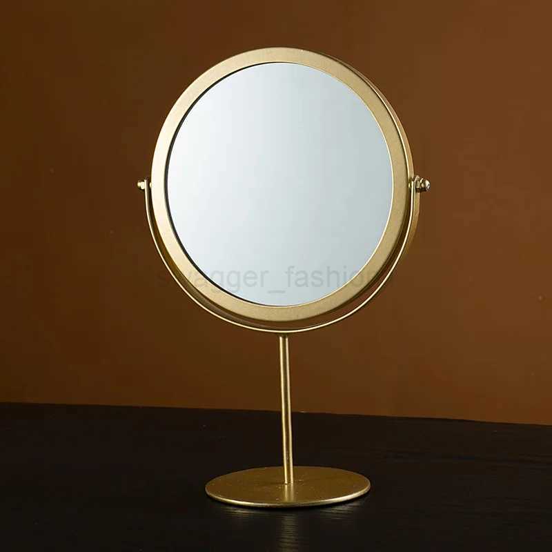 Makeup Mirror Light Luxury Retro European Metal Gold Home Desktop Square Round Mirror Dormitory Makeup MirrorXJ240813