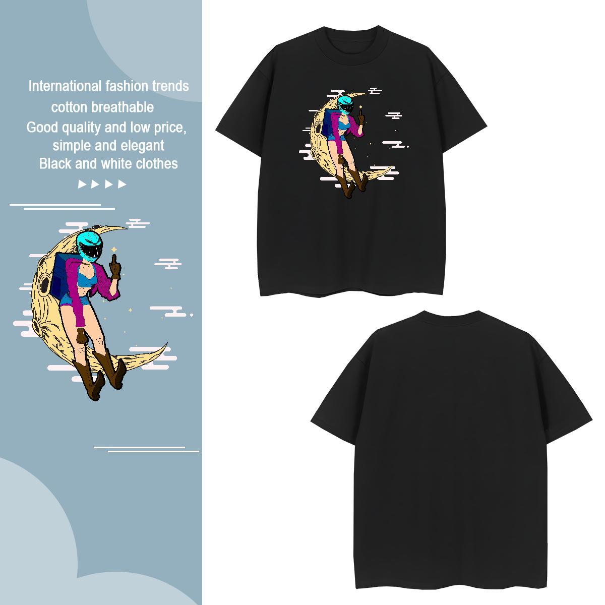 T Shirts Men 230g Pure Cotton planet Beach Breathable Short Sleeve Customized Tshirt for Man Woman New Designer Cool Design Clothes