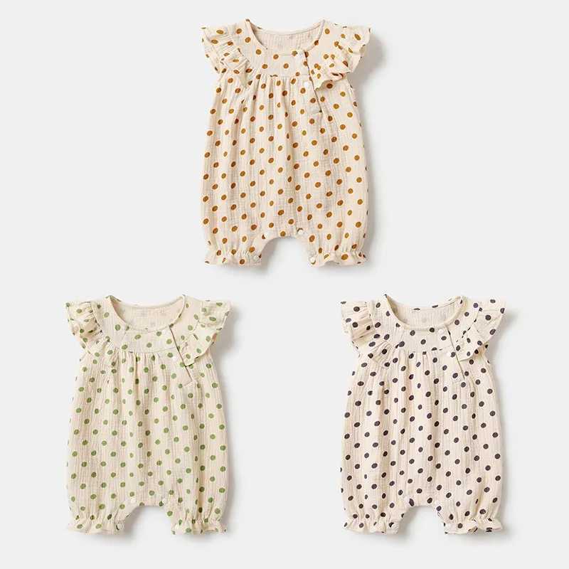 Boys and girls one-piece dress 100% pure cotton baby sleeveless jumpsuit baby solid knit thin jumpsuit W240812