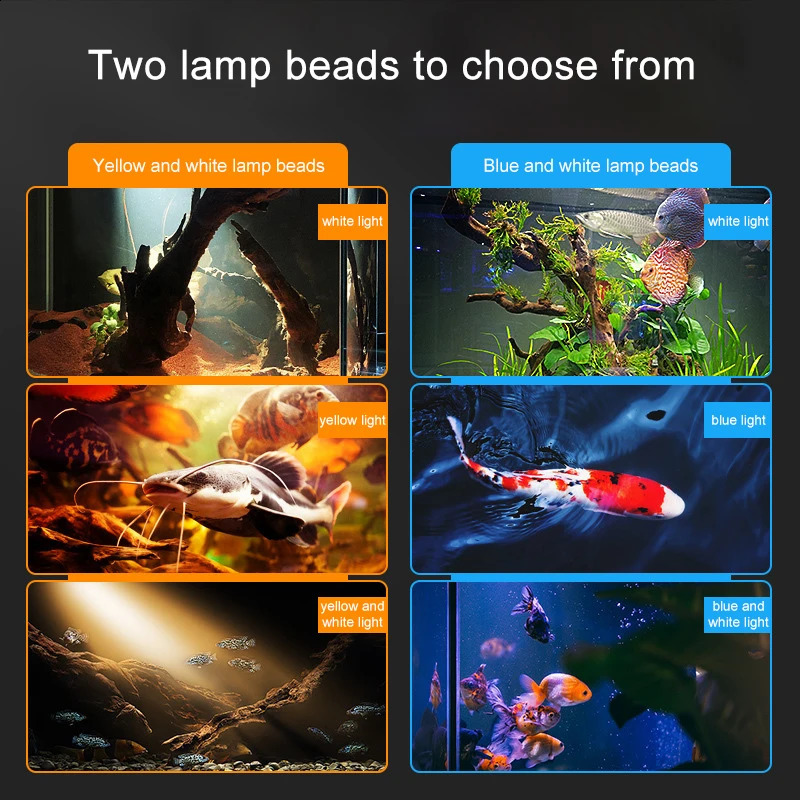 Aquarium Led Light Fish Tank Decoration Adjustable Focus Spotlight Plants Grow Lamp Turtle Reptiles Accessories 5w 7w 9w 12w 15w 240812