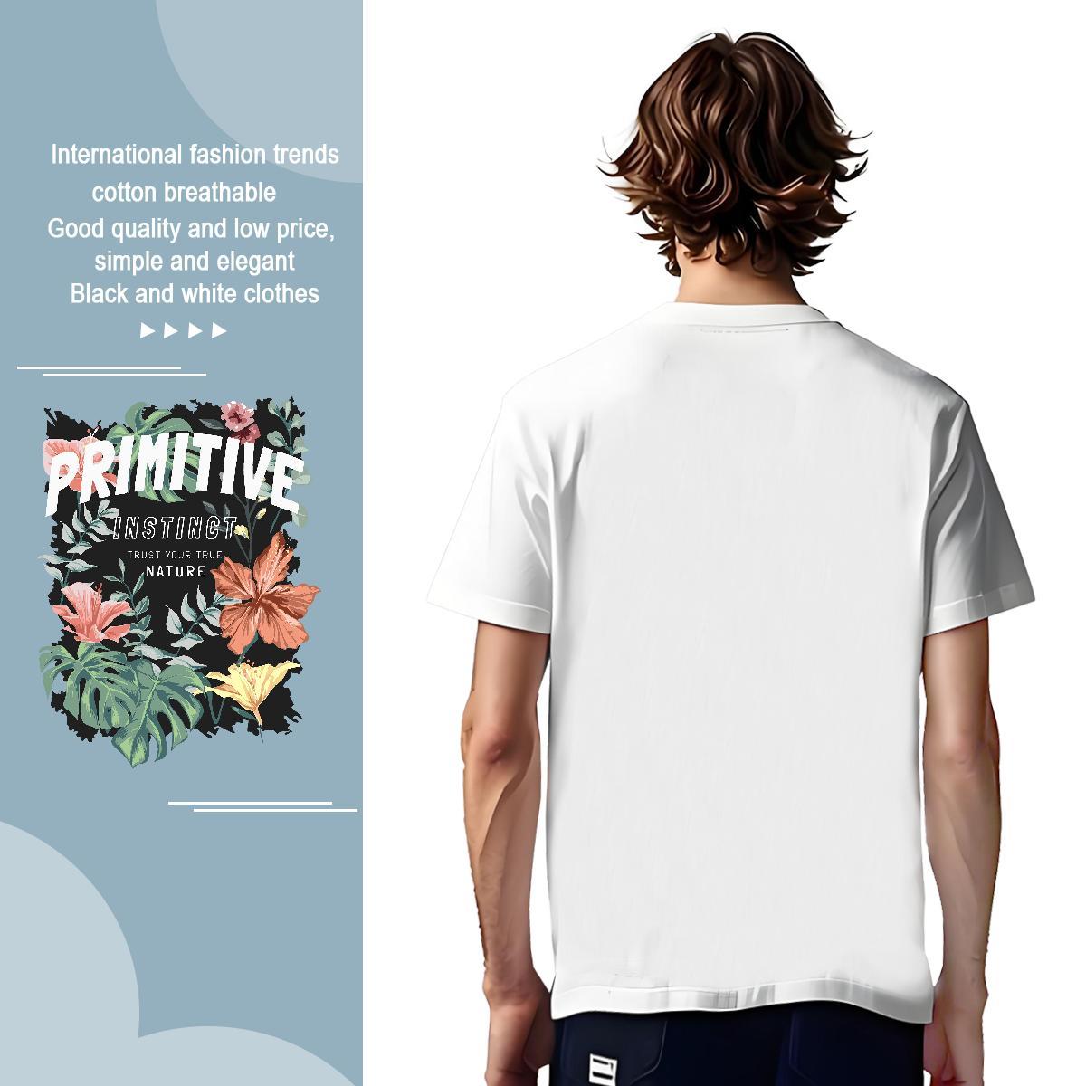Men T Shirts 230g Cotton flower Street wear Hip Hop Breathable Short Sleeve DIY Logo Oversized Men Tees Customized Brand Tees Shirts