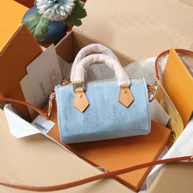 Luxury Designer bag Women Denim Crossbody Mini Shoulder Bags Women Hobo Leather Clutch Pochette Sac Luxe Embossed Tote Purse Brown Flower Handbag