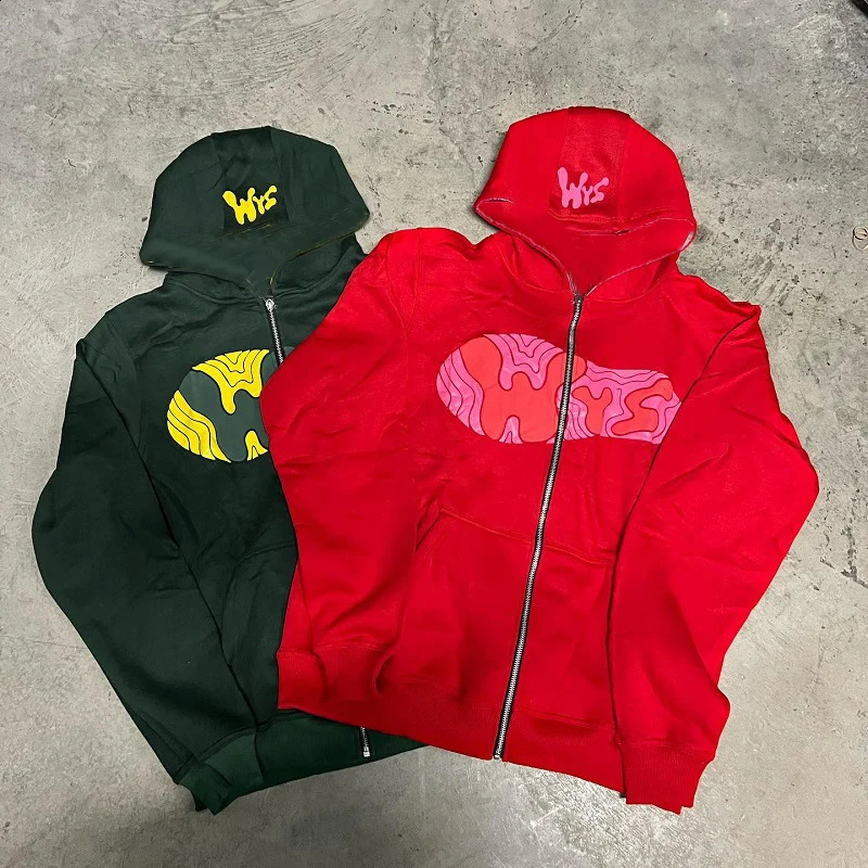 Y2k Zip Up Hoodie Print Punk Hiphop Sweatshirt Hoodies Sport Coat Gothic Long Sleeve Oversized Jacket Goth Harajuku 240812