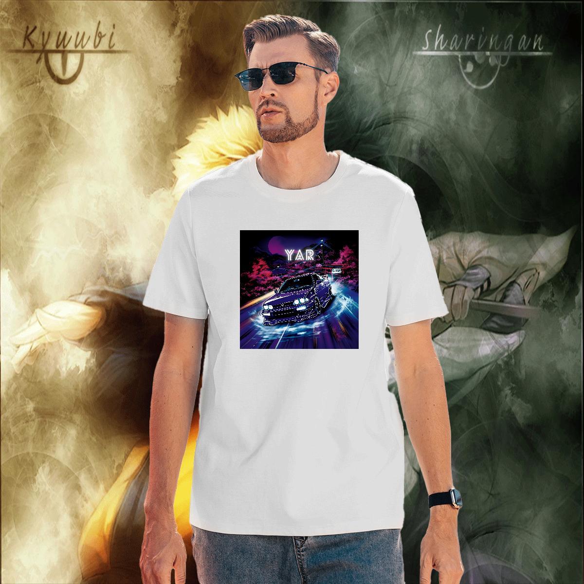 Comfortable Tshirts Sport 230g Cotton Anime Print Round Neck Short Sleeve car T-Shirts for Men Wholesale Tops