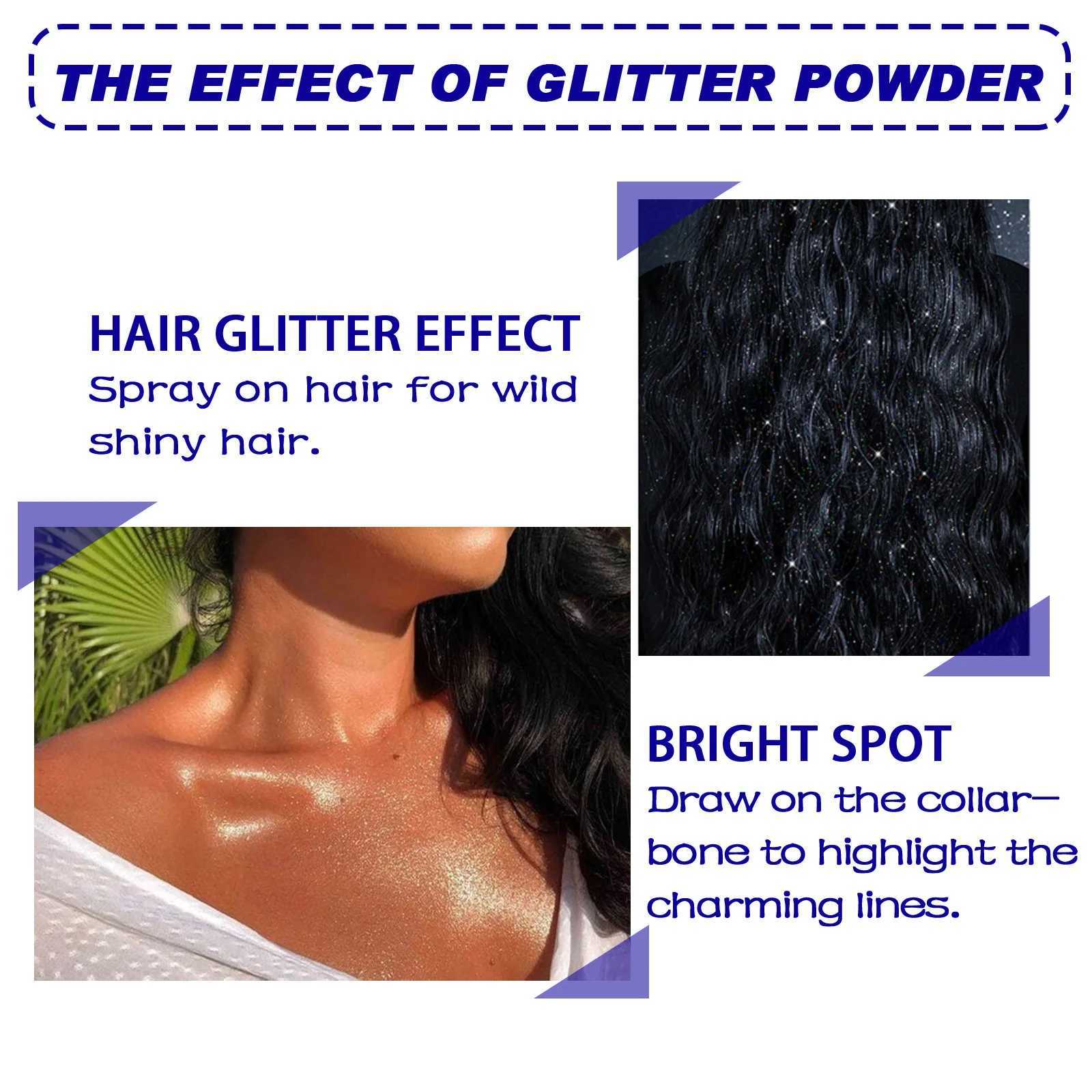 Highlighter powder spray high gloss lasting shimmer shiny party makeup waterproof hair shiny body shiny powder W240812