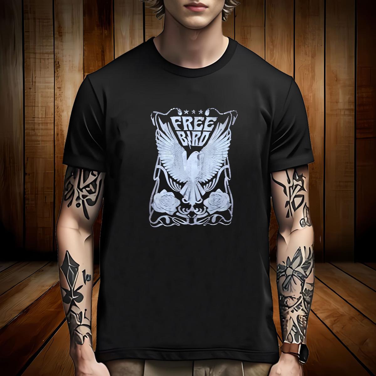 Comfortable T-Shirts eagle Crew Neck Breathable Daily Wear Cartoon Print 230g Pure Cotton Mens Tshirts Fashion Tops