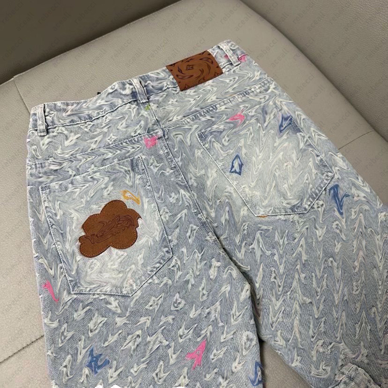 Mens Jeans Trendy brand new embroidered cropped pants versatile letter jeans casual mens slim fit long pants summer autumn man womens jeans CSD2408131