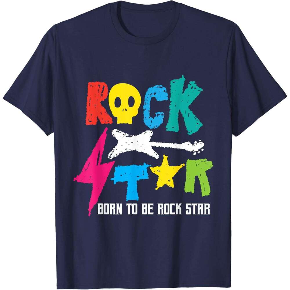 T shirt for Mens Born To Be Rockstar Music Funny Gift T-Shirt Shirts Tshirt Graphic Tee Casual Tops Clothes Short sleeve