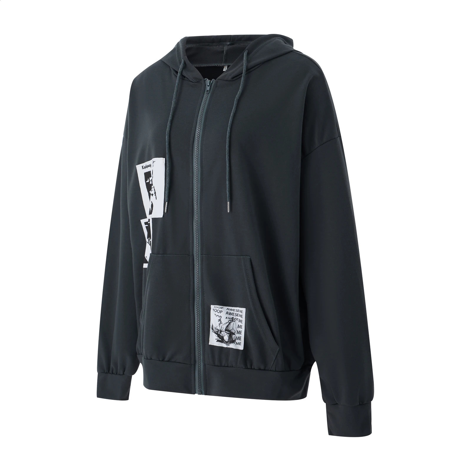 Womens Y2K Zip Up Hoodie Vintage Graphic Oversized Aesthetic Sweatshirt Long Sleeve E-Girl 2000s Streetwear Jacket Y2k 240812