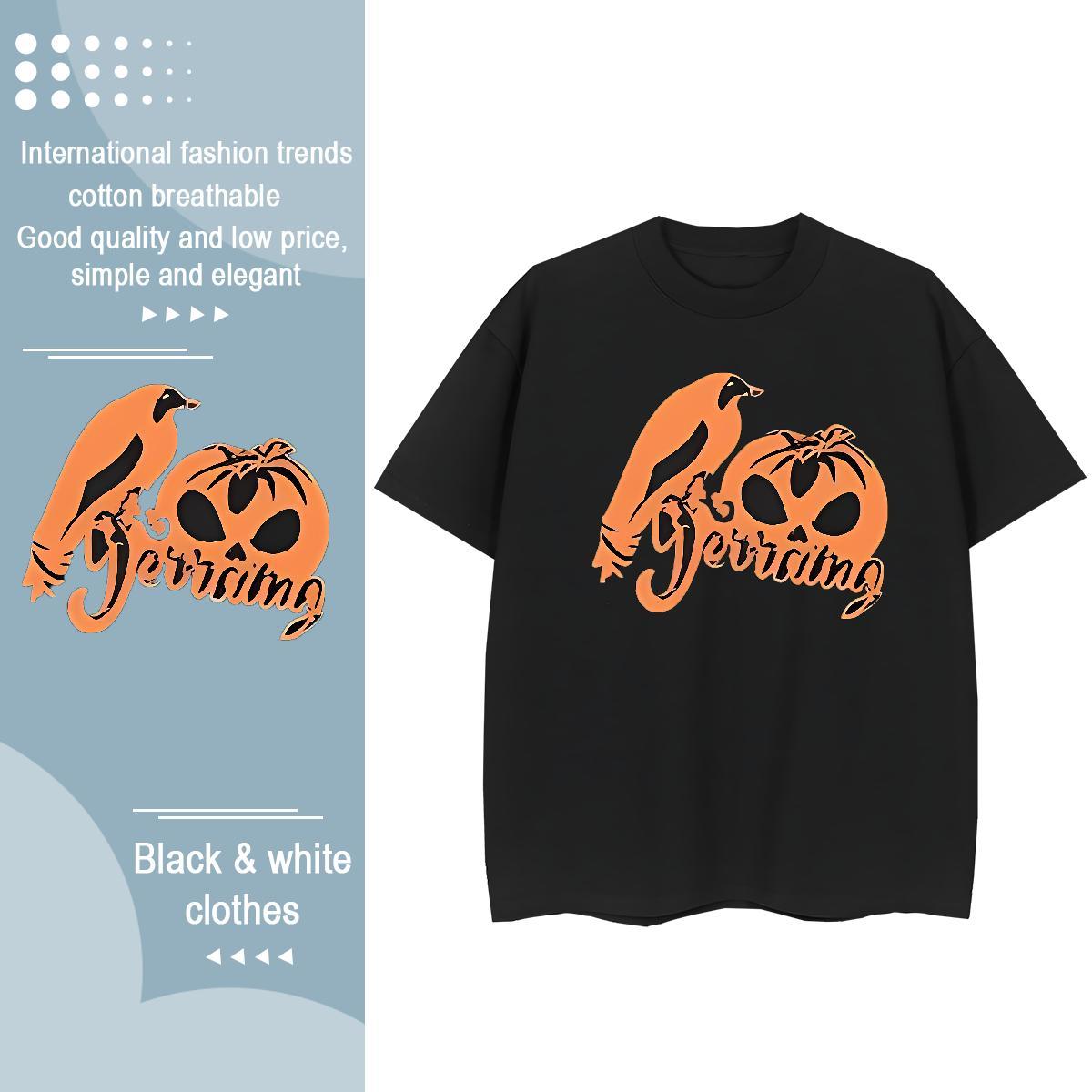 Designer Fashion Men Tops Tees pumpkin Hip Hop 230g 100% Cotton Tops Shirt Short Sleeve Soft Cool T-Shirts Plus Size Custom